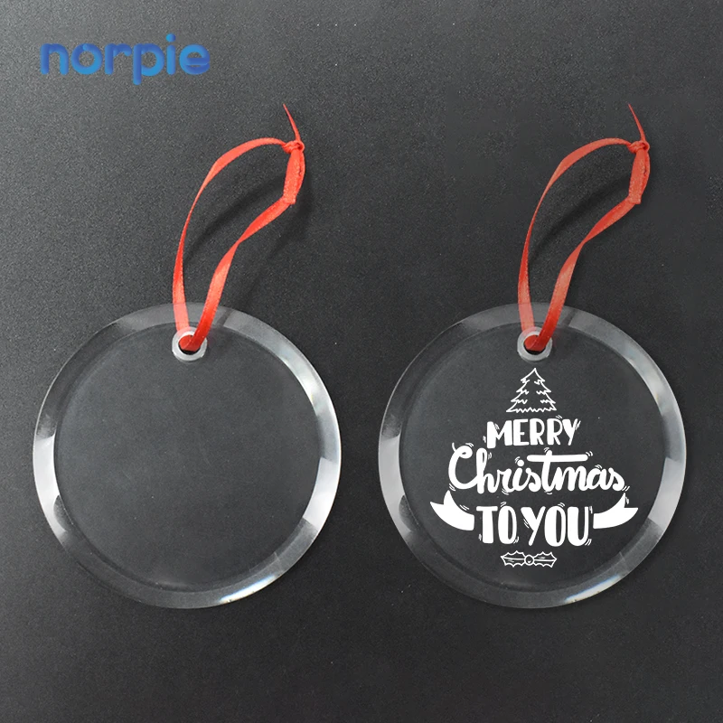 

Customized Clear sublimation blank Crystal Glass Christmas Ornaments