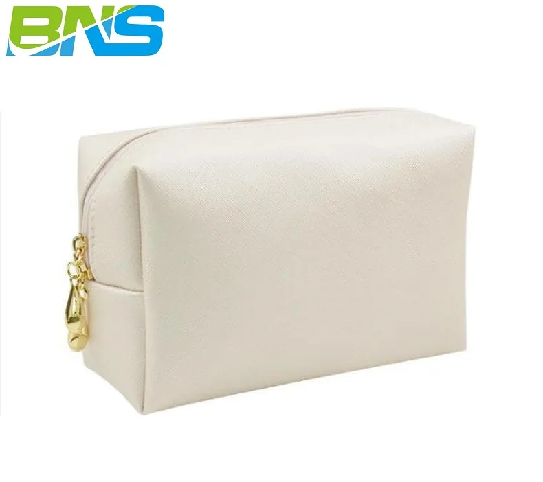 

waterproof travel zipper saffiano makeup clutch small pu leather cosmetic bag