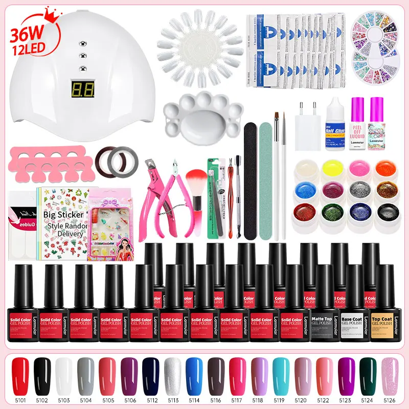 

Nail Set UV LED Lamp Dryer With Nail Gel Polish Kit Soak Off Manicure Tools Set electric Nail drill For, Customised