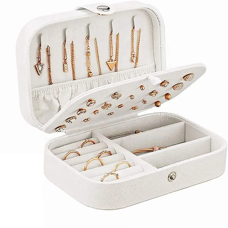 

custom Women Organizer Earring Ear Stud PU Leather Portable Jewel Case Packaging Jewelry gift boxes Travel Jewelry Box, 4 colors