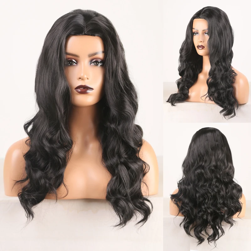 

African Deep Wave partial wig women's black curly hair color Chemical Fiber high-temperature fiber wigs set, 1b