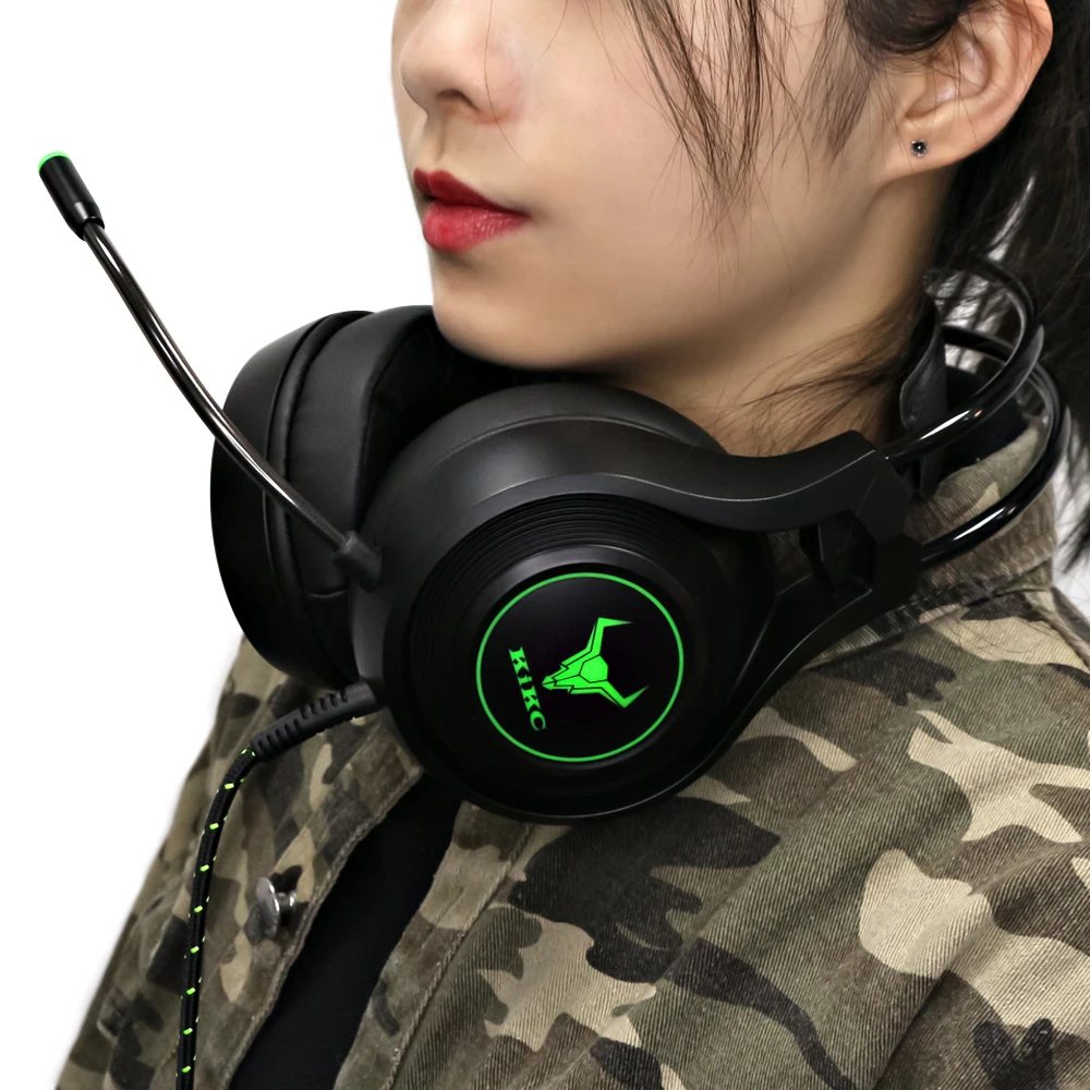 

KIKC Noise Cancelling Headphones Headset No Stand Charger Gaming With Mic Wired For Mobile Pc