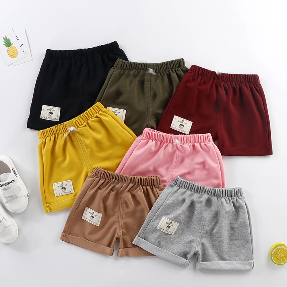 

Summer Baby Girls Boys Shorts 7 Colors Cotton Children Beach Loose Shorts Casual Pants Comfortable Elastic Waist Solid, Picture