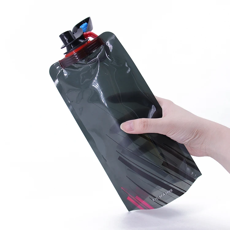 

Custom logo printing 700ml plastic collapsible sports drinking water bags