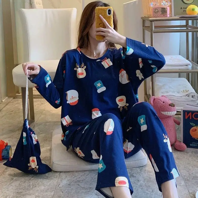 

summer milk silk sleepwear skirt women short sleeve pajamas round neck cartoon cute printing