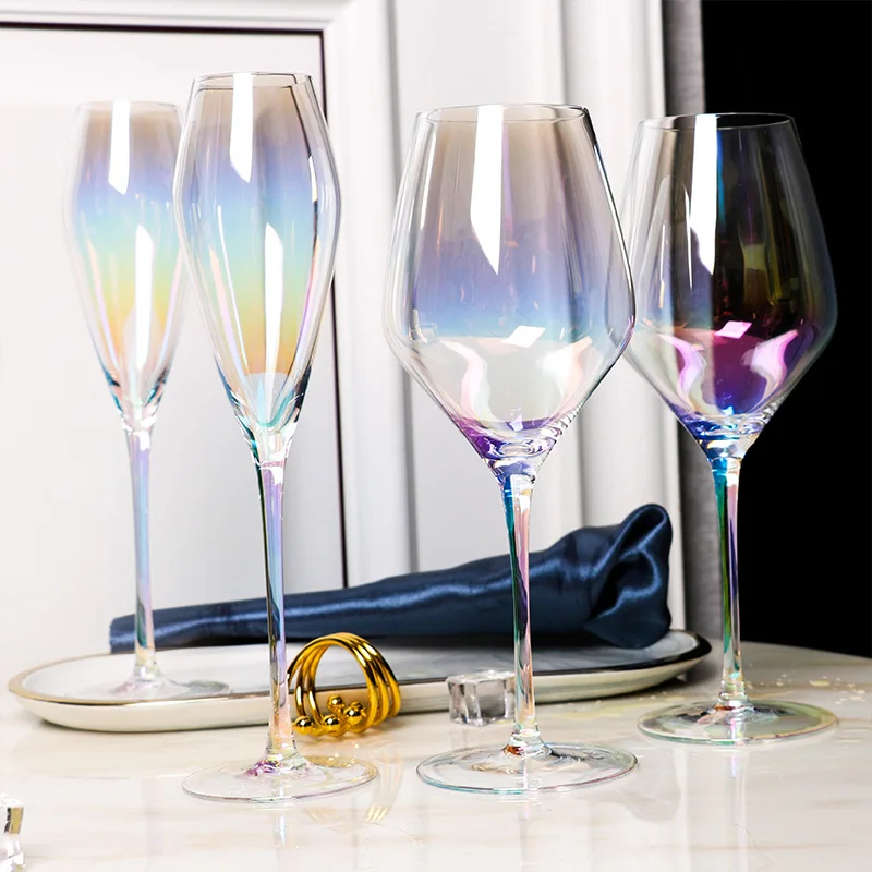 

Rainbow Goblet Colored Wine Glasses Ion Plated Glasses Party Gifts Glass Colorful Crystal Champagne Glasses Wedding Drinkware