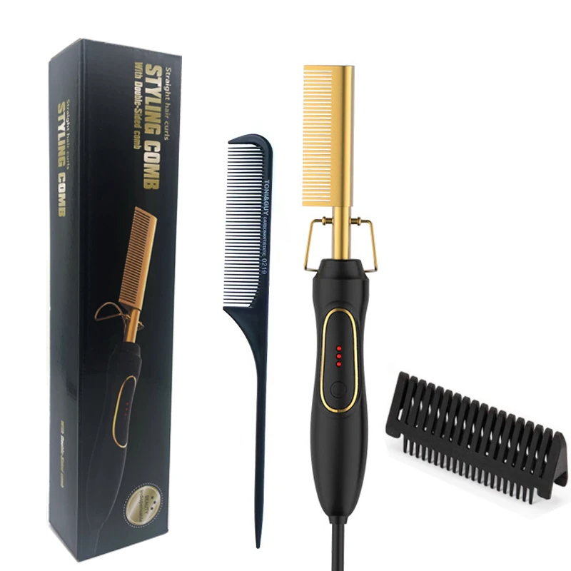 

Private Label Heat Straight Hot Comb Black Hair Electric With Factory Price, Black+gold+white