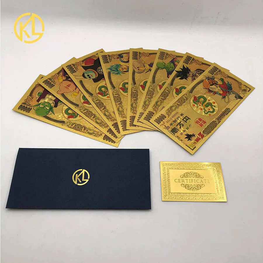 

Cartoon Dragon Ball Set Fat Majin Boo Buu Cute Super Saiyan Goku Gold Banknote Anime Collection Kid Gift