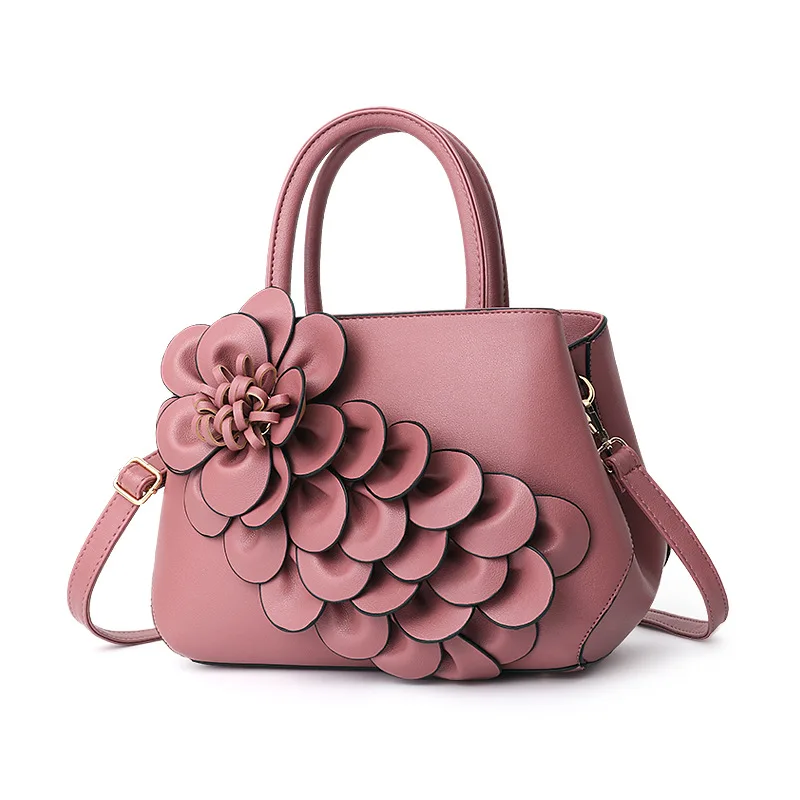 

Fashion Hot Sell PU Leather Women Ladies Handbags with flower, 6colors