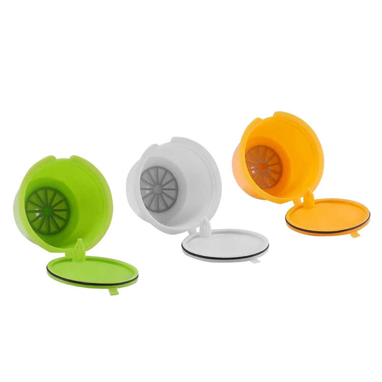 

Recaps 3pcs Reusable Refillable Capsules Pods for Nescafe Dolce Gusto Machines Maker Coffee Capsule Pod Cup Cafeteira, Yellow, green, white