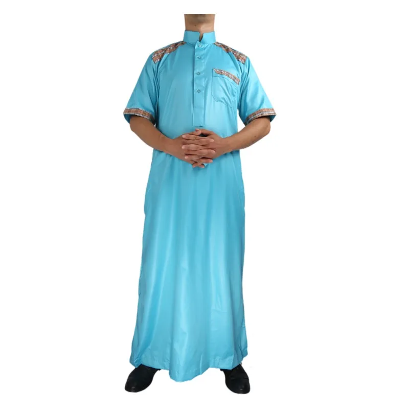 

2021 Cheap Price Mix Colors Qatar Design Thobe Short Sleeve Men Muslim Clothing Men Thobe