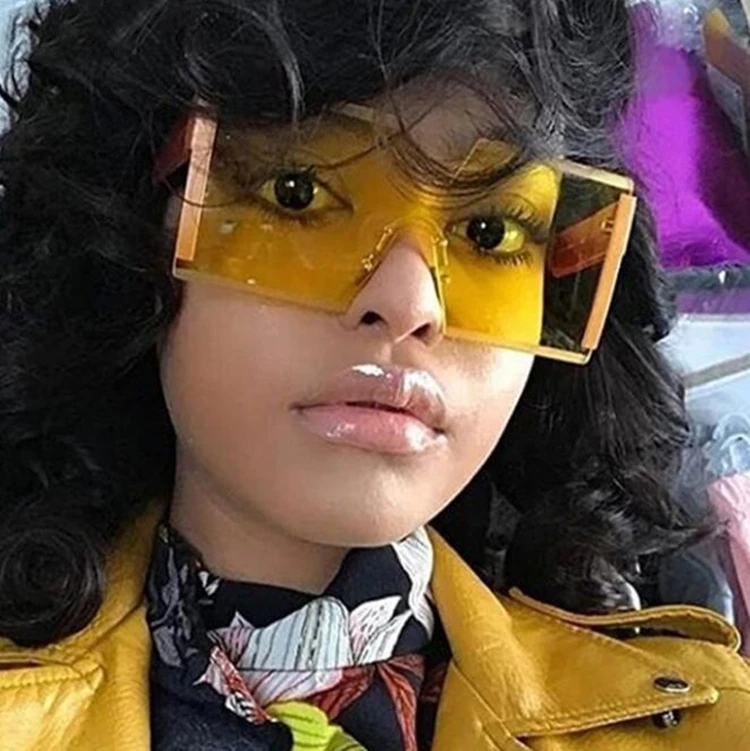 

China Vendors Fashion Luxury Metal Frame Rimless Sun Glasses Women 2021 Yellow Shades Sunglasses For Woman, Custom colors