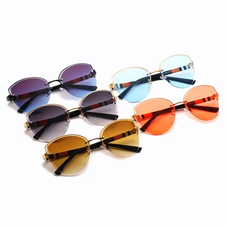 

DLL8923 DLglasses Fashion 2020 Sunglasses vintage Ladies half Rimless Butterfly Women Eyewear
