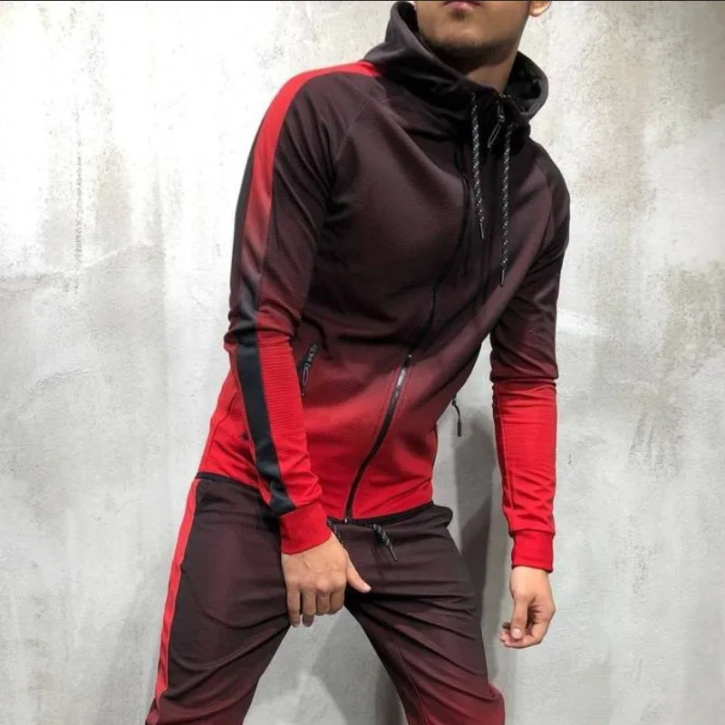 

2021 Fall OEM Gradient color high quality comfy cotton men's hoodies Stand-up collar clothes