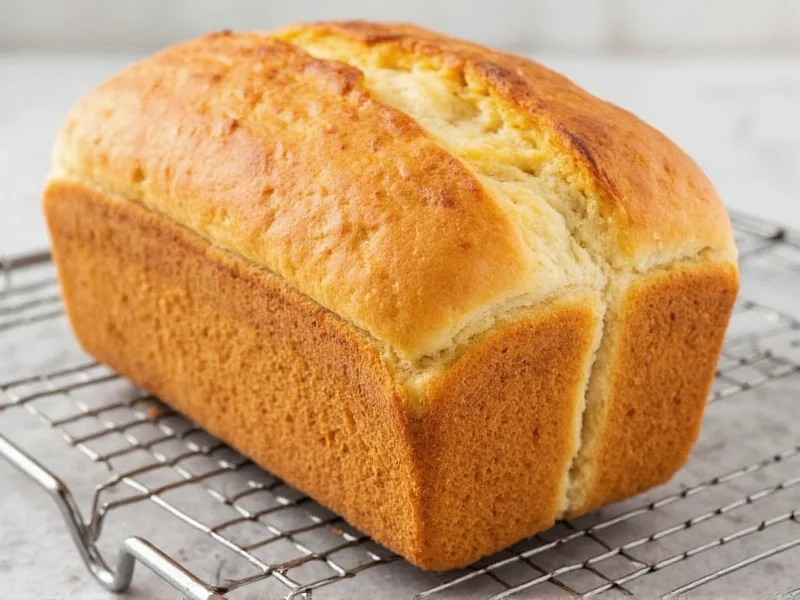 Golden crusty homemade bread cooling on wire rack