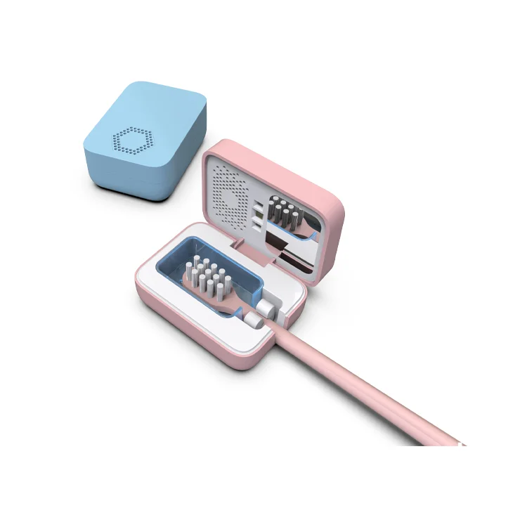 

New arrival smart travel tooth brush Sanitizers UVC led sterilizing electric portable uv light toothbrush sterilizer, White pink blue
