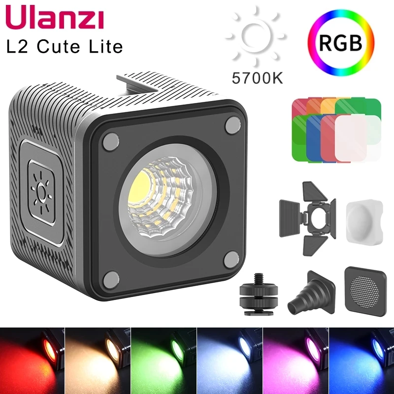 

Ulanzi L2 Cute Lite for Gopro Mini LED Video Light 10m IP68 RGB Video Light with Color Filter Diffuser Honeycomb for DSLR Sony