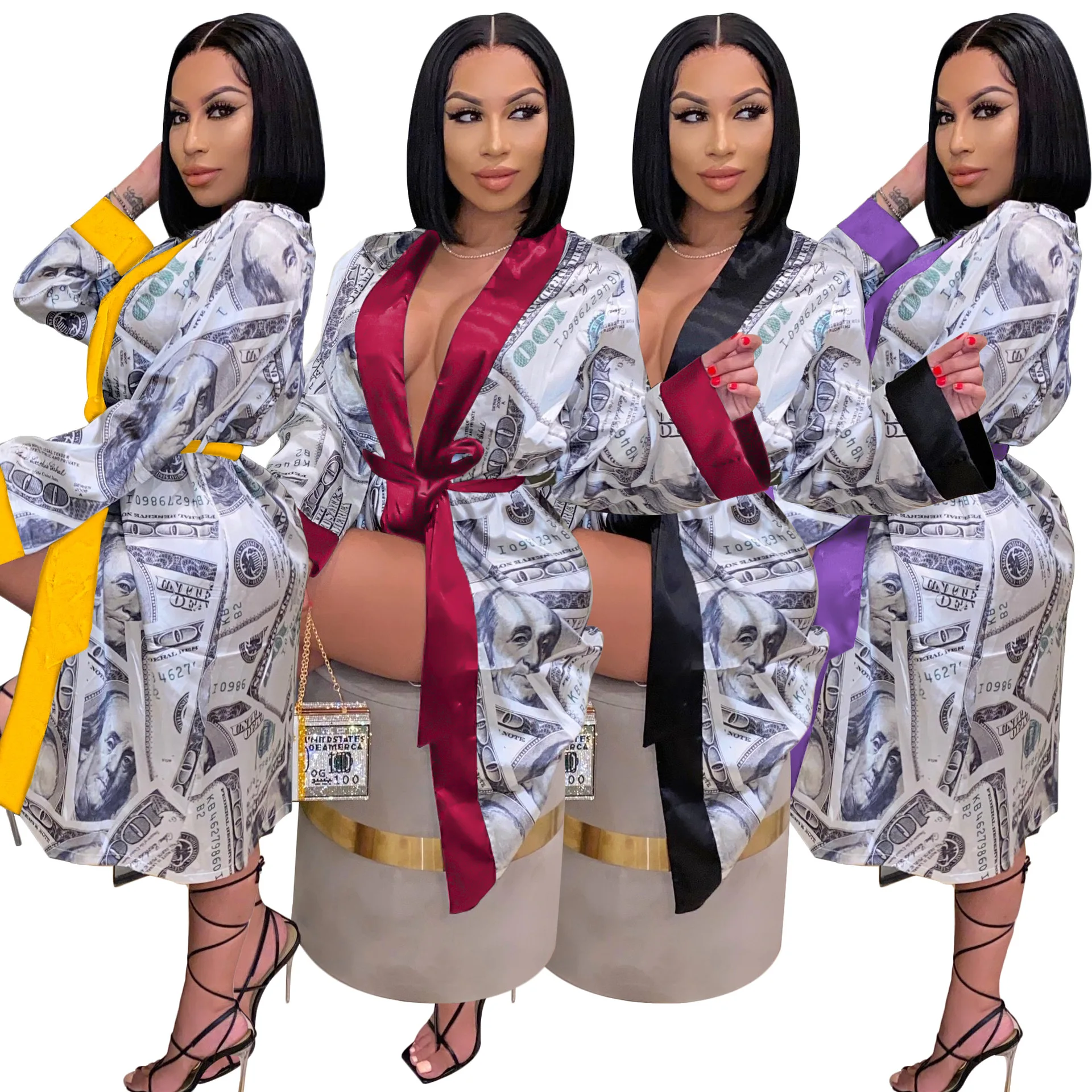 

money robe women sexy money print bath robes sleepwear women sleepwear