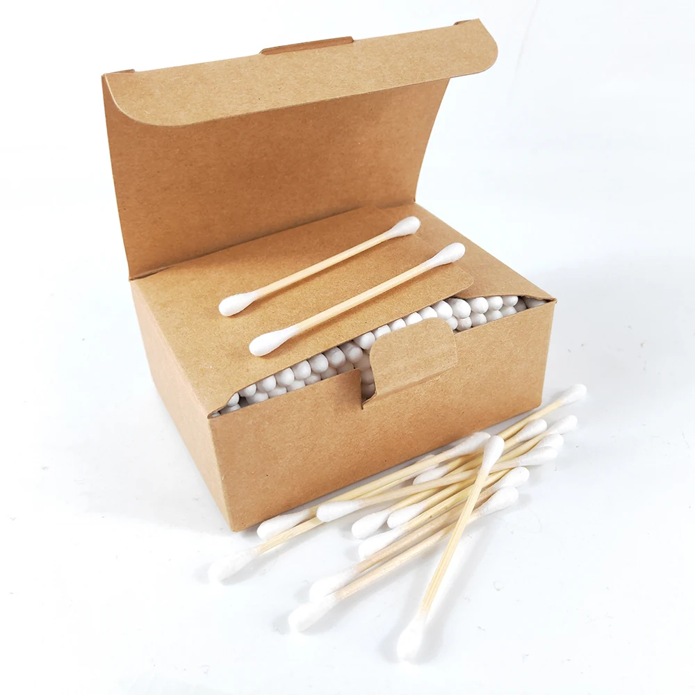 

200pcs bamboo stick ear cleaner with biodegradable packaging, White