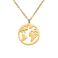 

Custom 18k Gold Plating World Map Necklace for Good Wishes