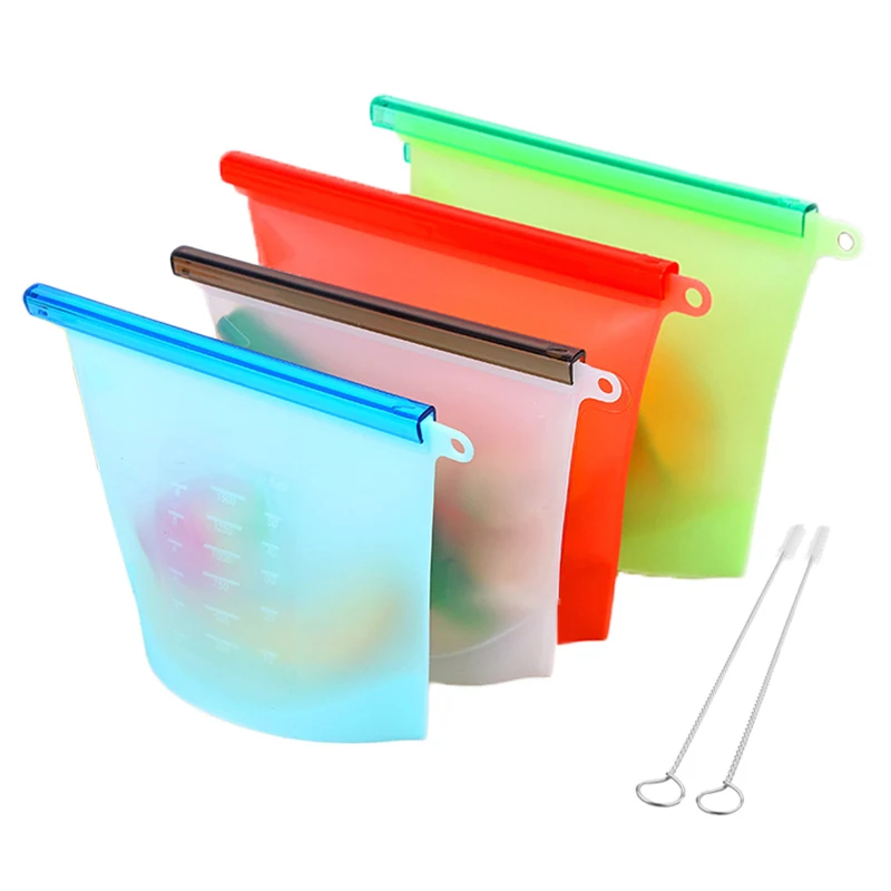 

Food Grade Reusable Silicone Food Storage Bags Reusable 100% Reusable Silicone Food Bag Vacuum for Snack Fruit, Customized color