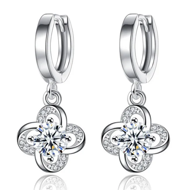 

Silver Plated Accessories Lucky Leaf Flower Earrings