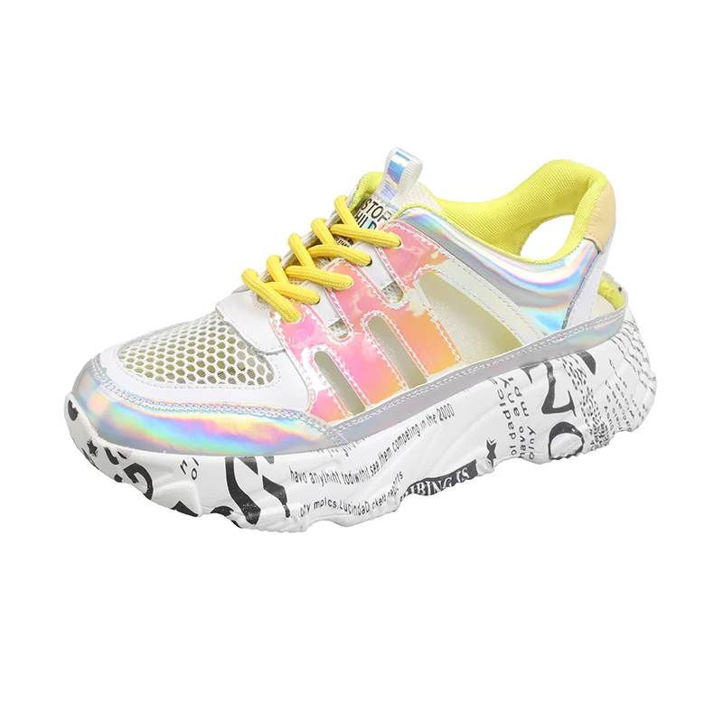 

Women Chunky Street Women's running shoes clunky sneakers dorky daddy sneakers casual wears trend new fashion sports shoes, Blue/pink/yellow