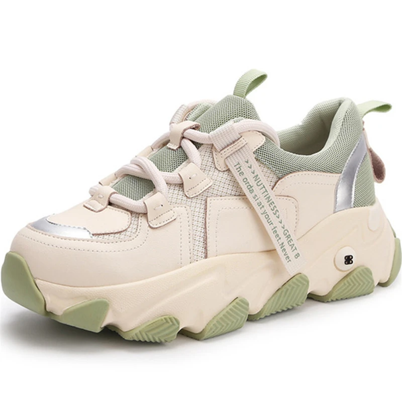 

Women's shoes 2021 spring new leather thick bottom casual lace-up sports women shoe comfortable lightweight casual women shoe