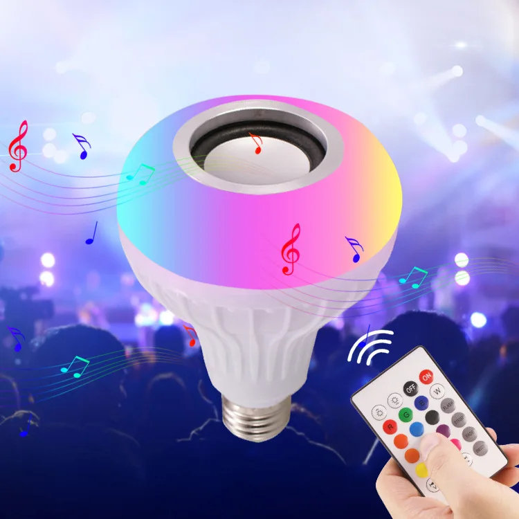 12W E27 Colourful Disco Music Player Speaker Bulb bombilla inteligente RGB Smart Wifi Bluetooth Led Bulb,Music Bulb for xmas