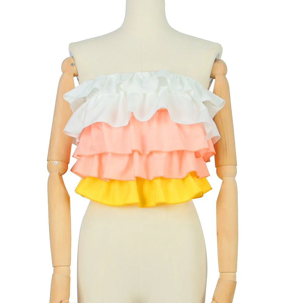 

B52802A Latest design Europe women fashion bandage strapless sexy top, Yellow/pink/colors