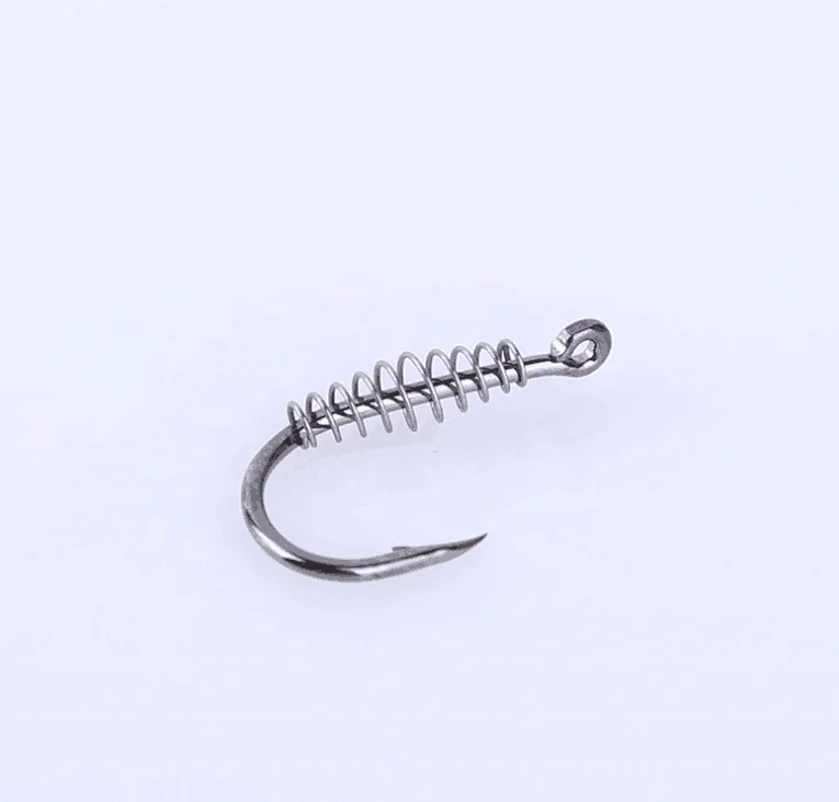 

Hot Sale Top Quality 10pcs/ Bag Steel Fishing Hook with spring, Silver