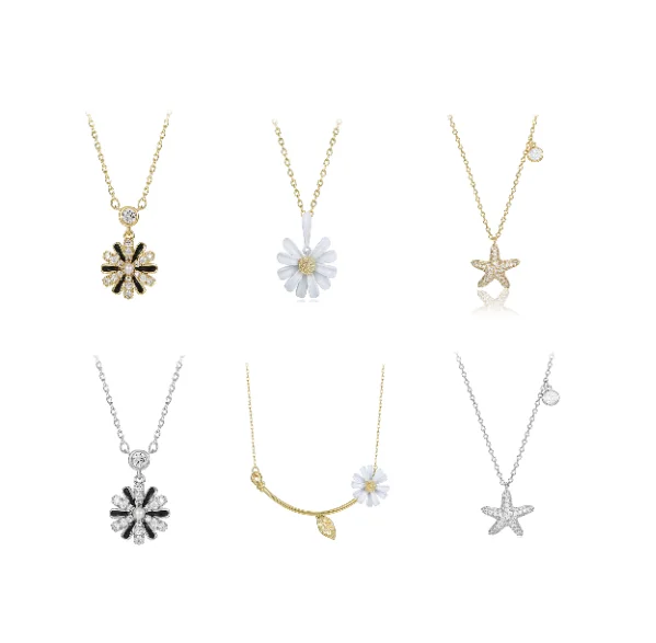 

necklace 01032 xuping hot sale niche 14k gold-plated and rhodium-plated small daisy and small star charm necklace for ladies