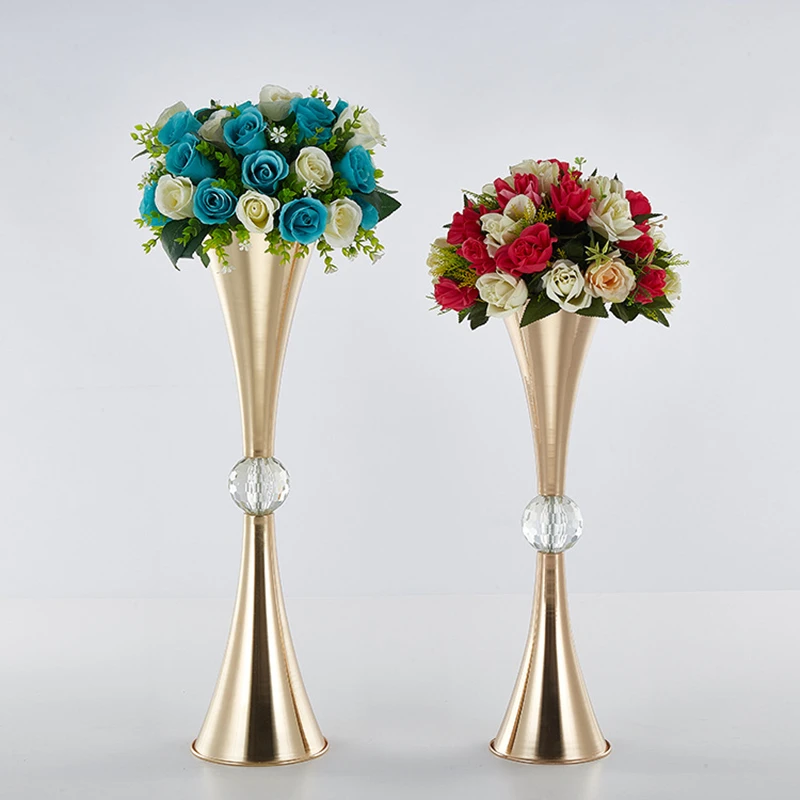 

Acrylic Vases Luxury Table Vase Wedding Centerpiece Event Road Lead Flower Rack For Home Hotel Party Decoration