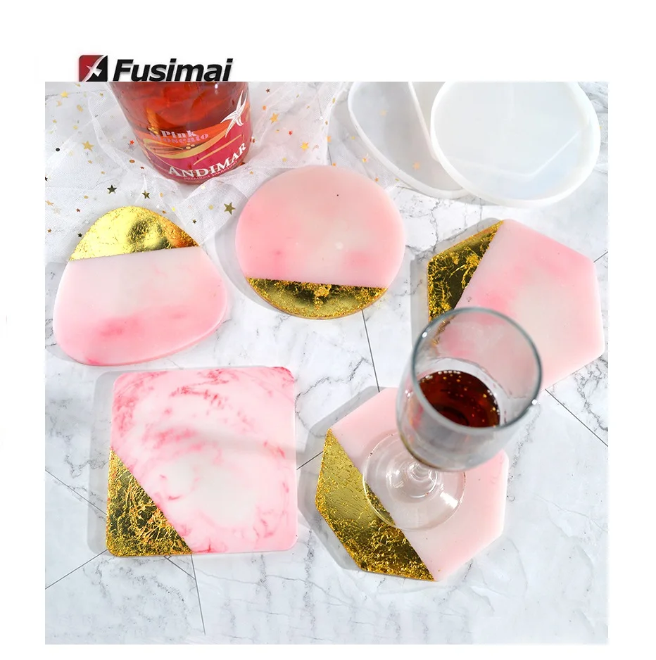 

Diy Crystal Silicon Jewelry Tray Dropping Mould Resin Round Square Triangular 6-Sided Geometric Coaster Silicone Mold, Random