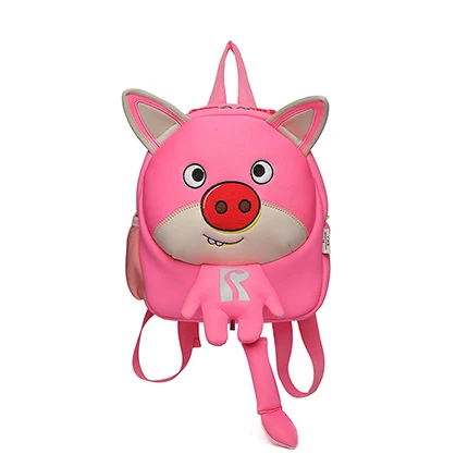 

New hot selling neoprene kids backbag cute cartoon piggy kindergarten children's schoolbag