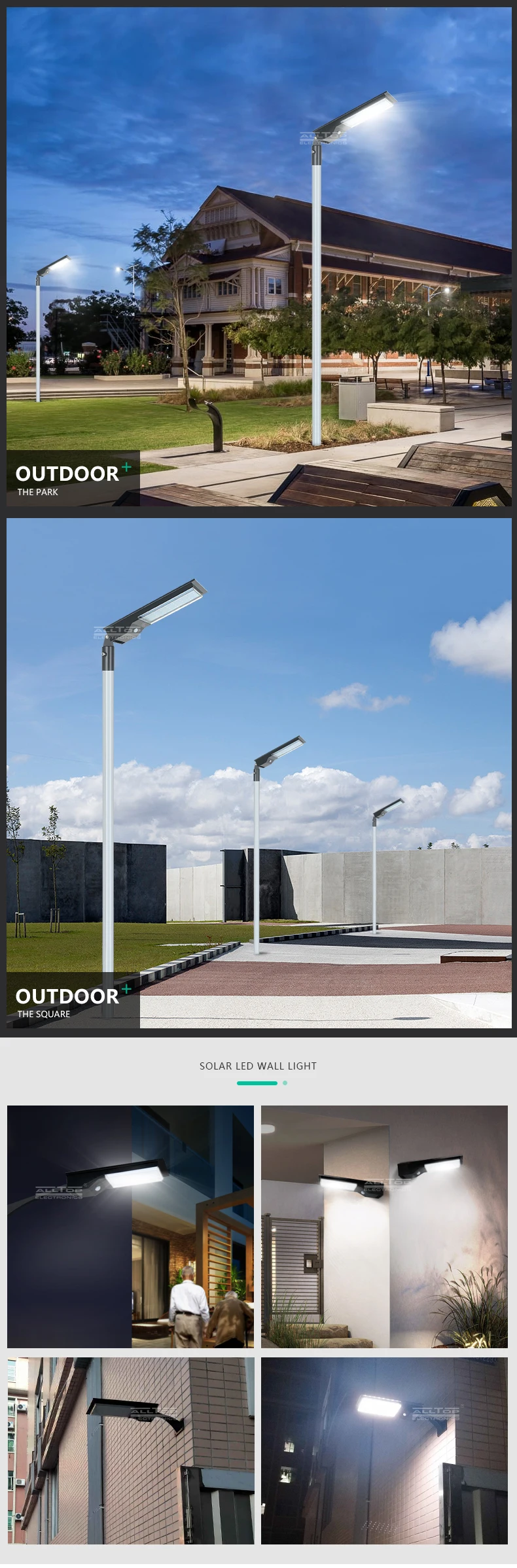 ALLTOP High quality waterproof outdoor lighting ip65 smd 9w 14w led solar street light