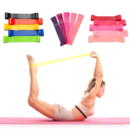 

NQ SPORTS custome logo latex elastic exercise mini resistance loop bands 5 pieces set women home yoga fintess booty band, Customized color