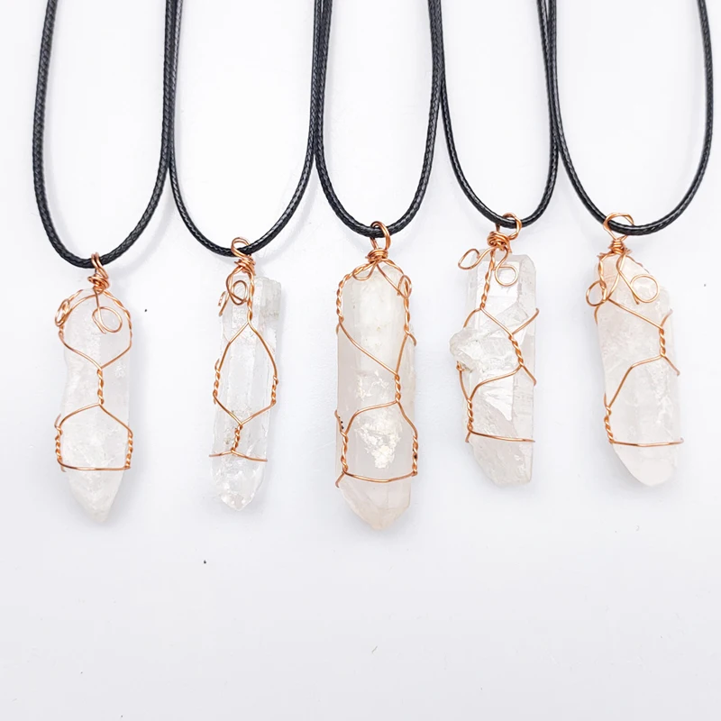 

Wholesale Natural Crystal Necklace Pendant Healing Clear Quartz Point Raw Stone Crystal Pendants