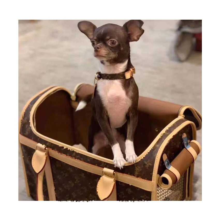 

Fashion PU Leather Luxury Design Dog Cat Travel Carriers Pet Out Carrying Bag Pet Cage Travel Bag