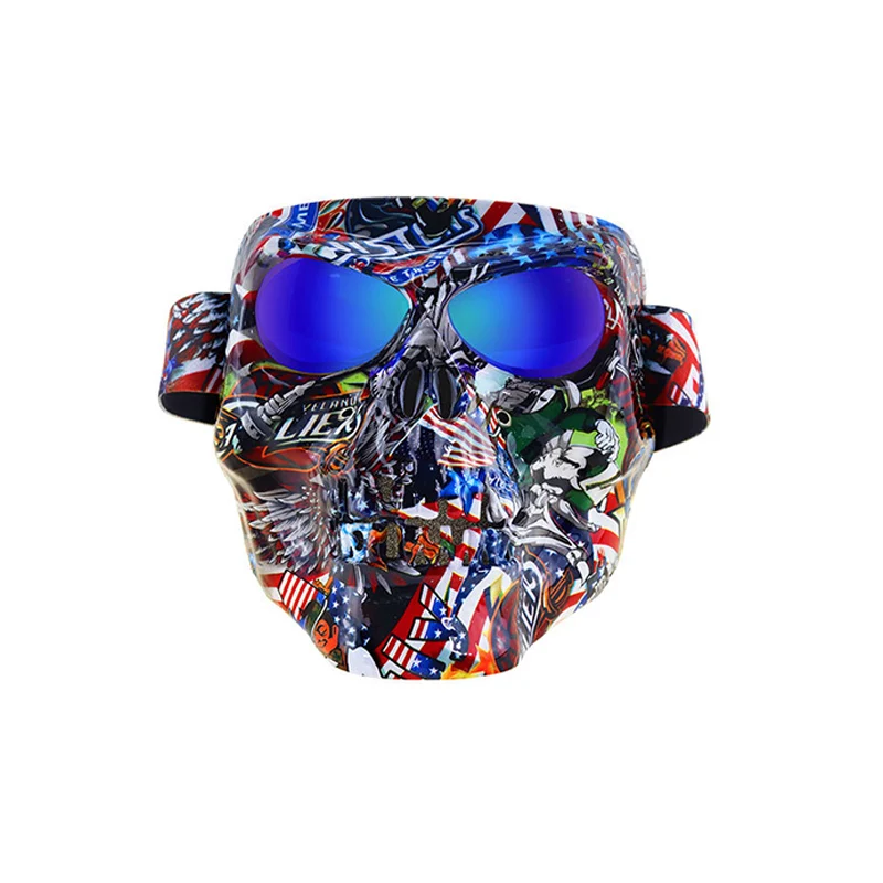 

Retro Balaclavas Face Motorcycle Mask Half Helmet Modular Detachable Glasses