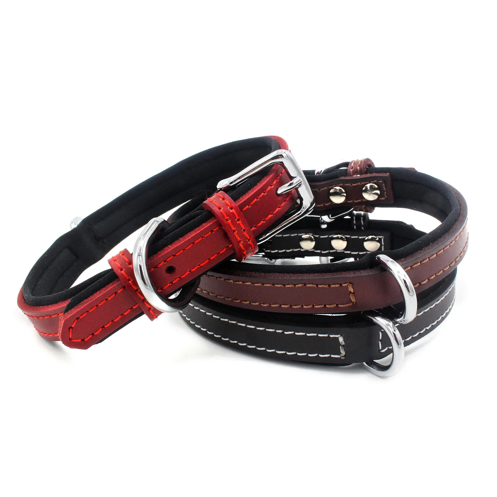 

New Style Pet Dog Animal Accessories Pet Collar Leather, Black,red,brown