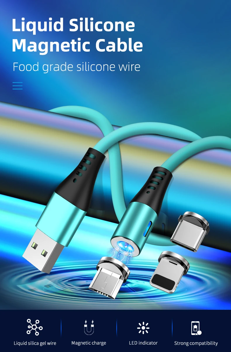 1M LED Magnetic Cable & Micro USB Cable & USB Type C Cable Type-C Magnet Charger Cable for iPhone Xs Max - ANKUX.COM