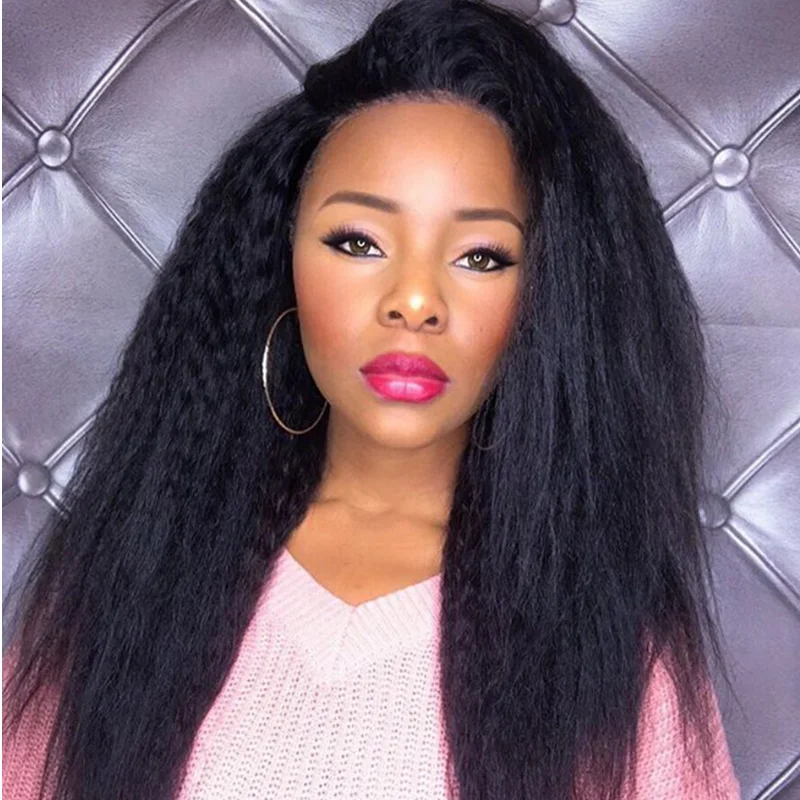 

Raw High quality kinky straight 100 brazilian lace front wigs, virgin hair full lace front wigs vendor