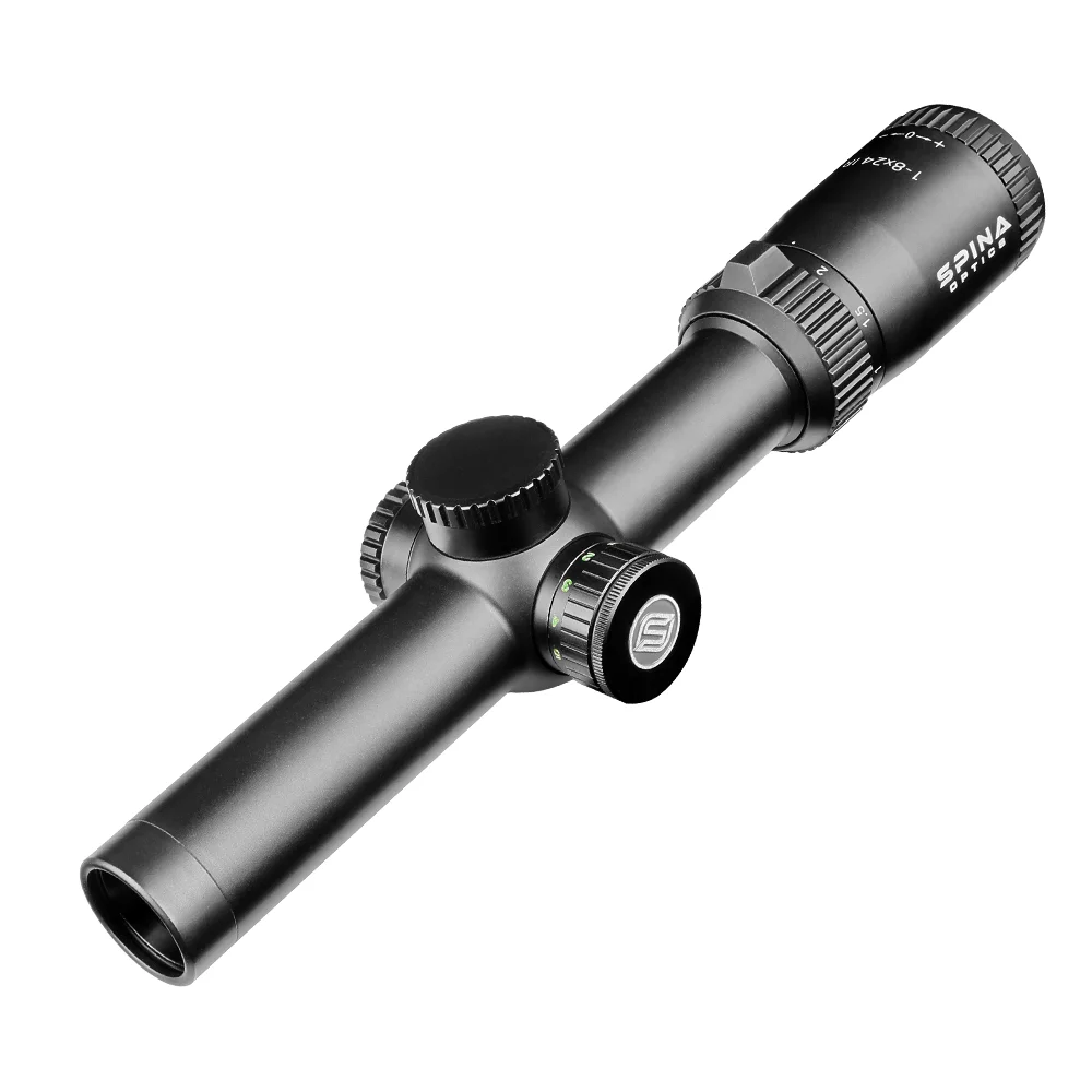 

Spina Optics 1-8x24 WA Long Eye Relief Rifle Scope 1/2 MOA Turret Illuminated Reticle Riflescope Hunting Shooting Optics, Black
