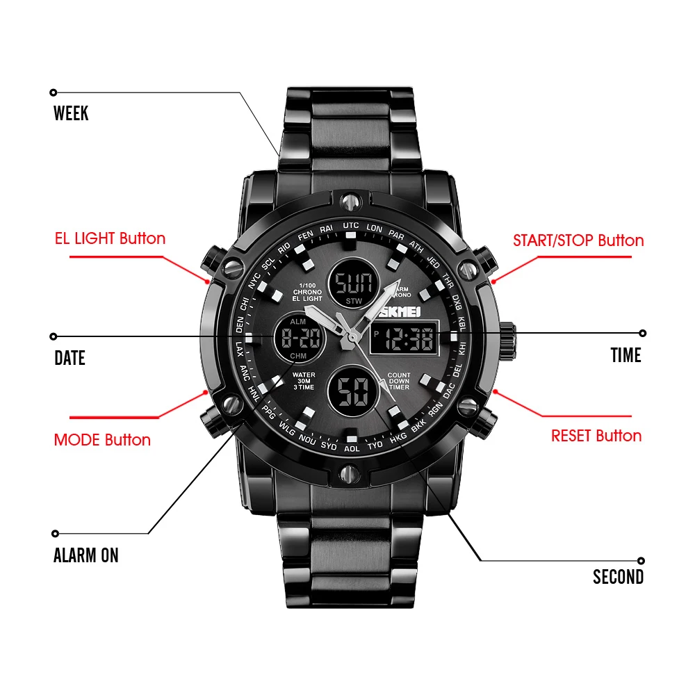 

New Skmei men sport relojes hombre waterproof jam tangan gold analog digital wrist watches