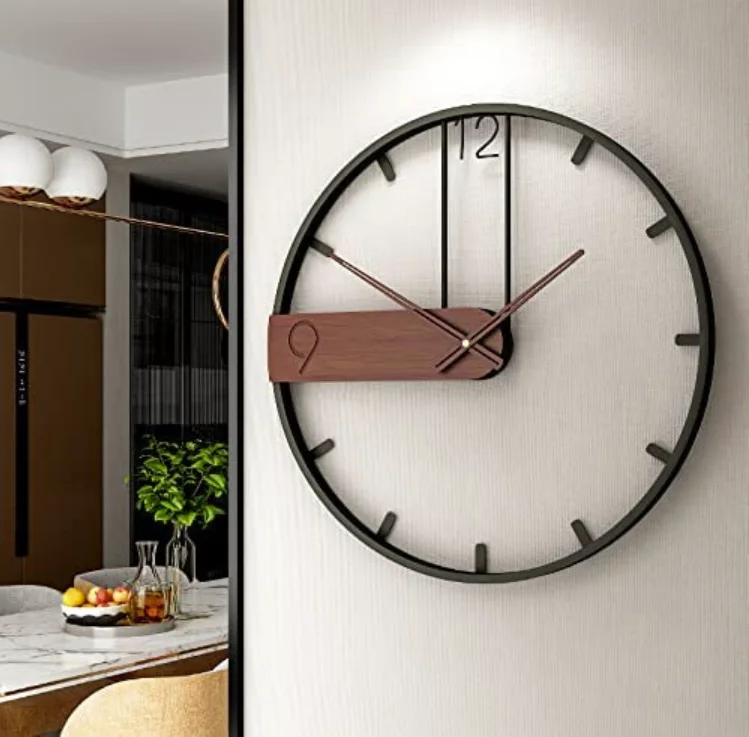 

23.6inch Round Minimalism 3D Non-Ticking Silent Quartz Clocks Wrought Hollow Mute Clock with Modern Oversized Decorative