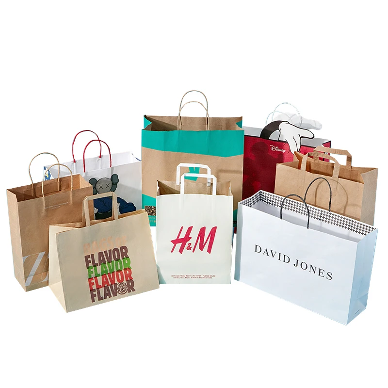 

Wholesale Custom Printed your own logo shopper cloth Packaging Retail Paper Shopping Bags with handles