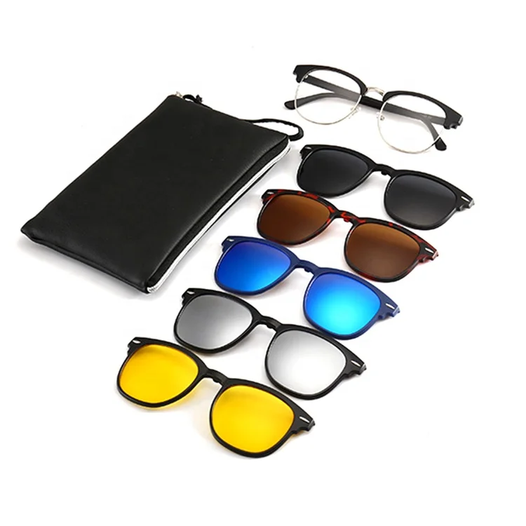 

5Pcs Clip-on Sunglasses, Light Weight Polarized Magnetic Lens Plastic Frame for Night Driving