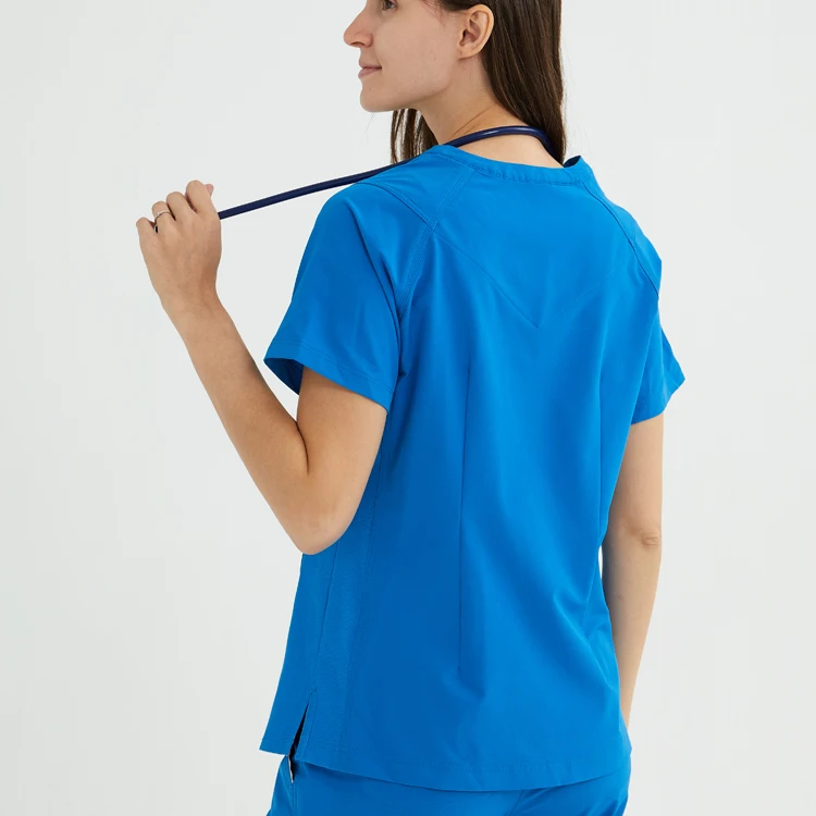 Nurse Uniform Scrub All Nurses Uniforms Dark Blue Cotton Polyester Short Sleeve Long Sleeve