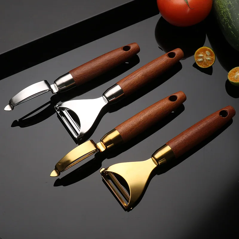 

Kitchen Utensil Vegetable Julienne Peeler Stainless Steel Premium Wooden Handle Potato Peeler